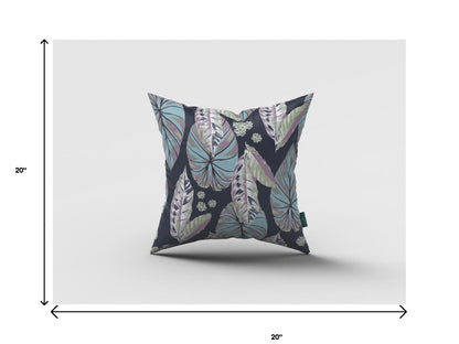 Blue Purple Tropical Leaf Suede Pillow