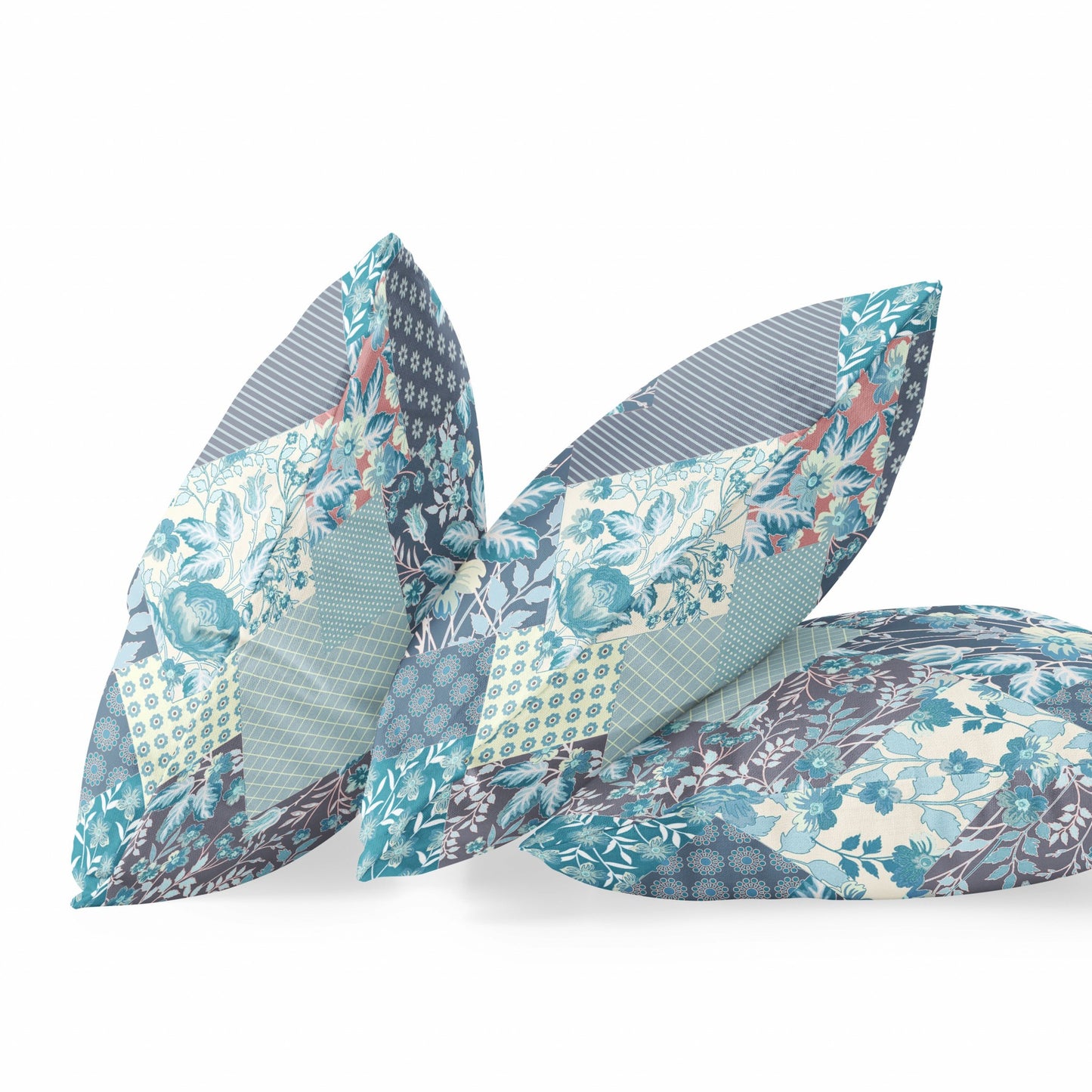 Blue White Floral Suede Pillow