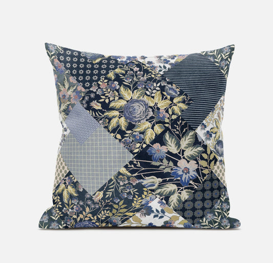 Black Yellow Floral Suede Pillow