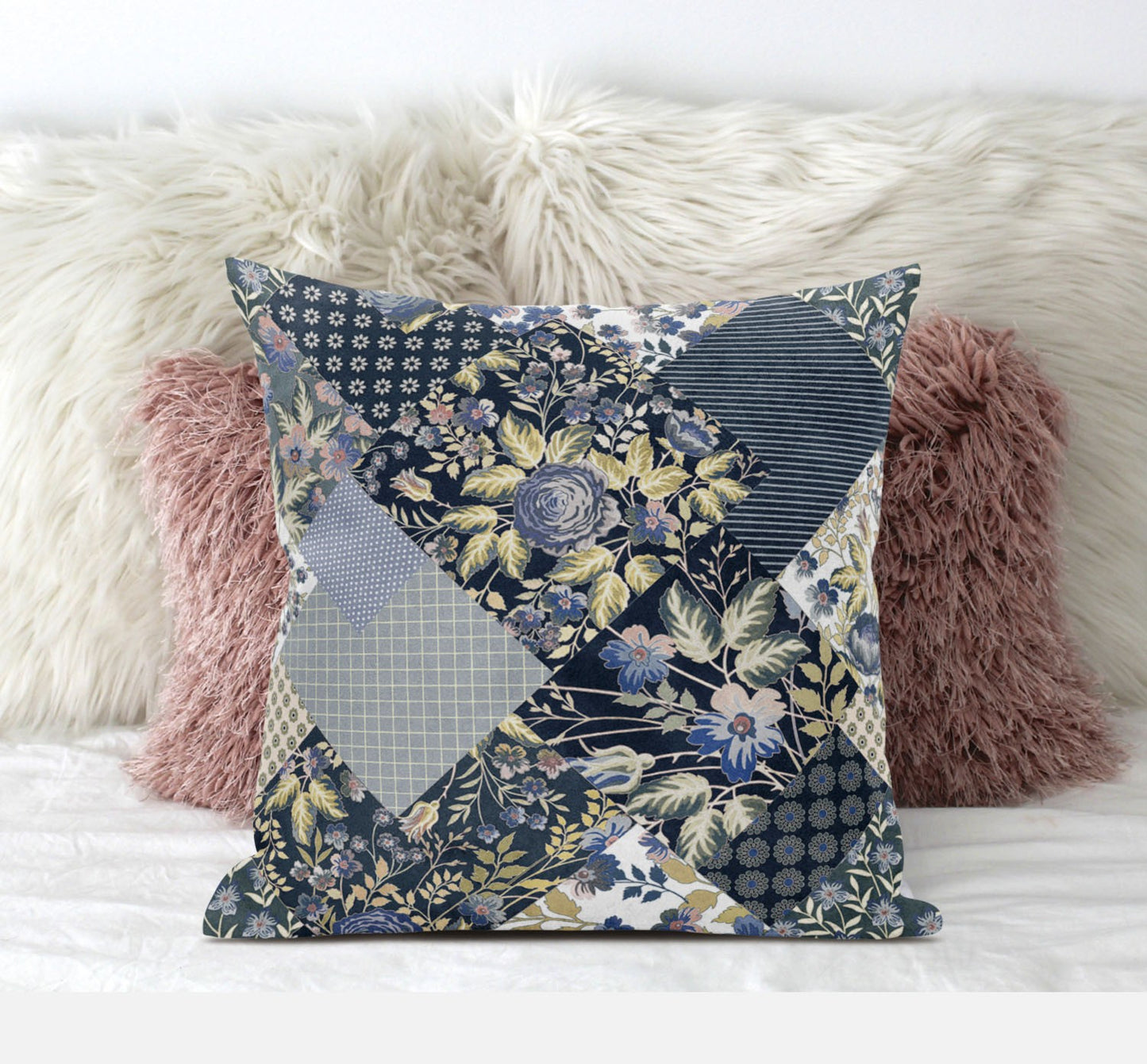 Black Yellow Floral Suede Pillow