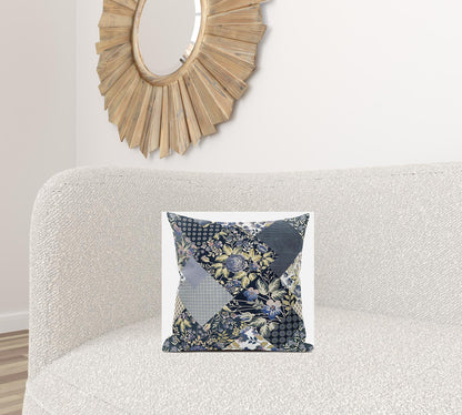 Black Yellow Floral Suede Pillow
