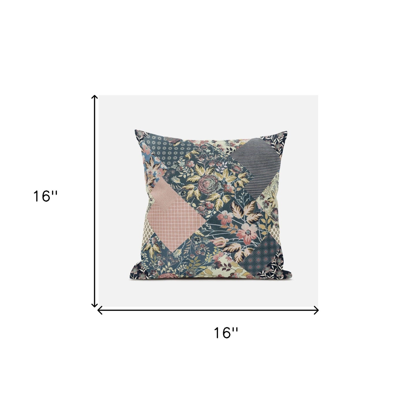 Green Peach Floral Suede Pillow
