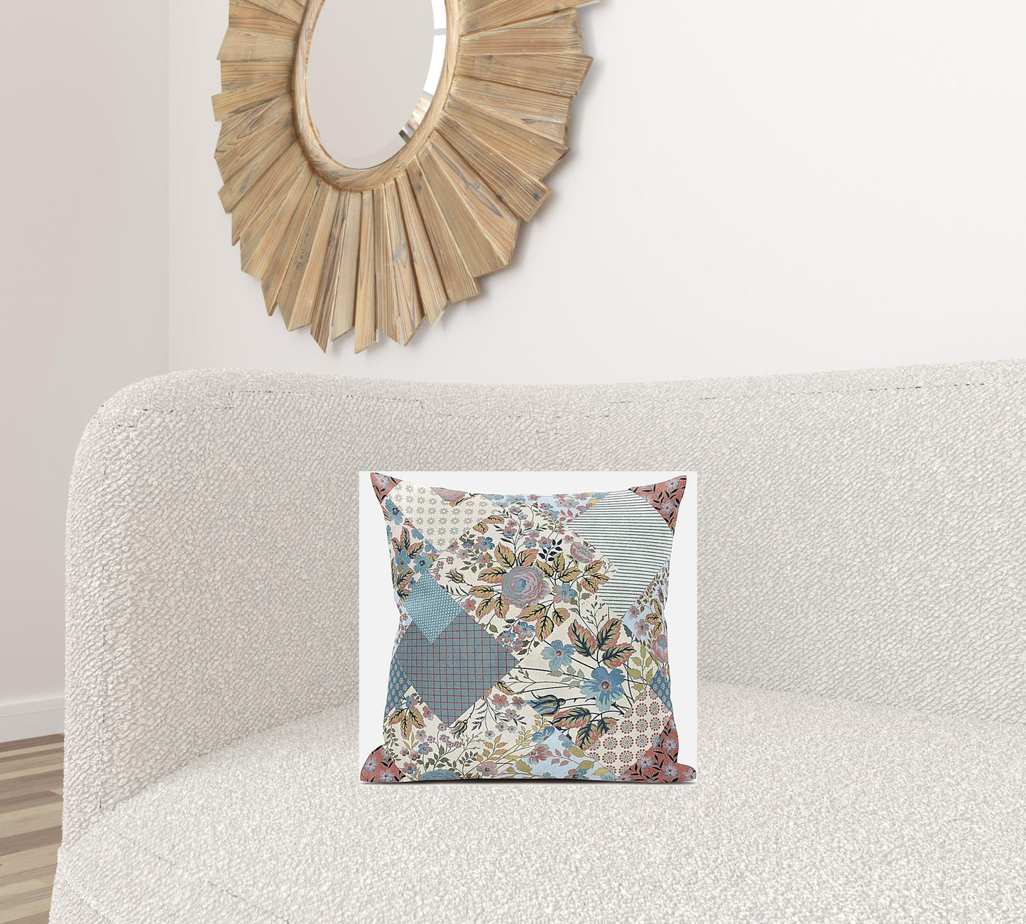 Gold Pink Floral Suede Pillow