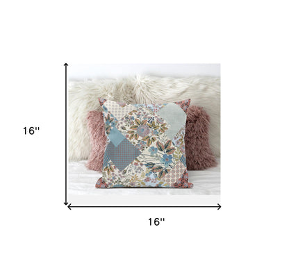Gold Pink Floral Suede Pillow