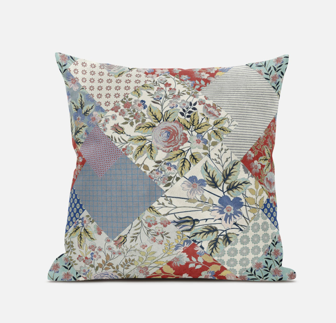 Red Gold Floral Suede Pillow