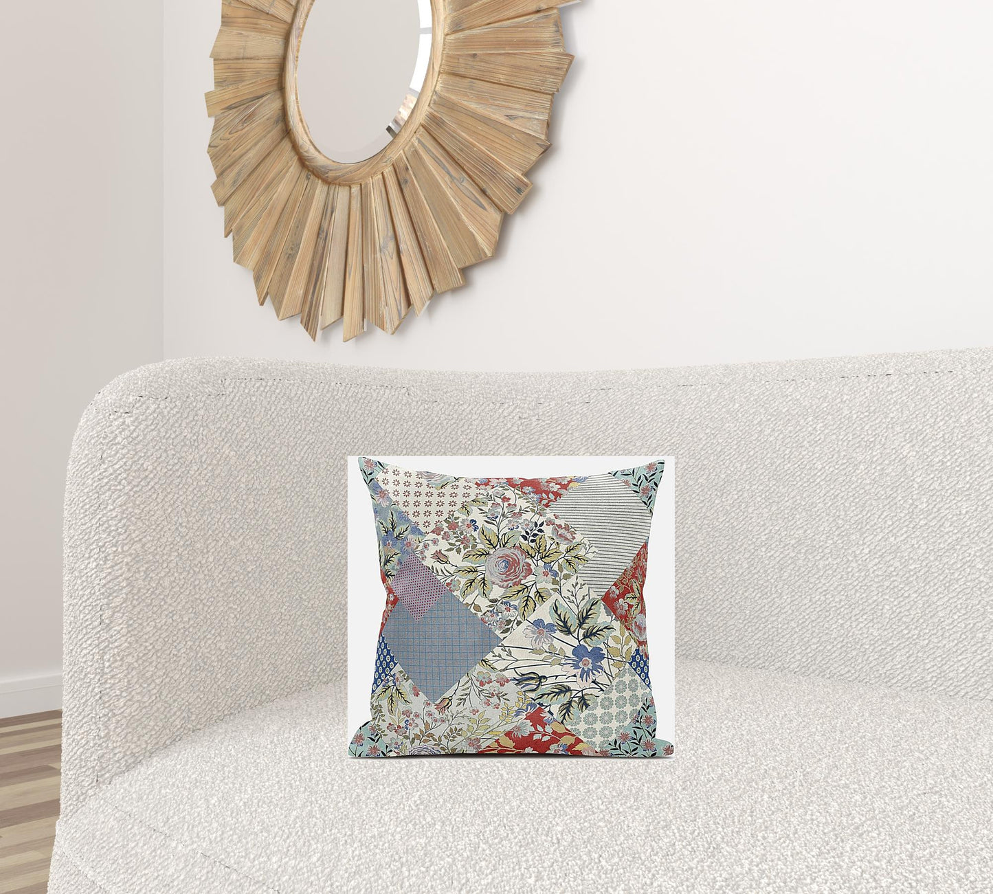 Red Gold Floral Suede Pillow