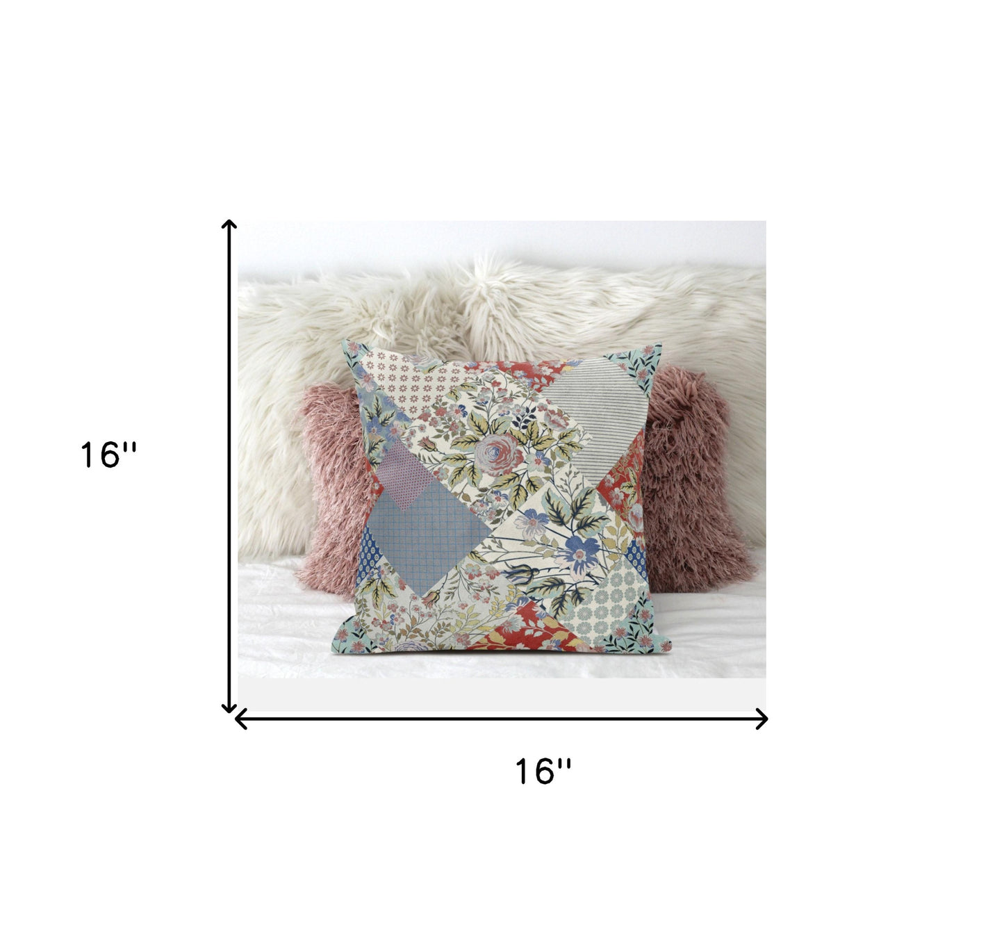 Red Gold Floral Suede Pillow