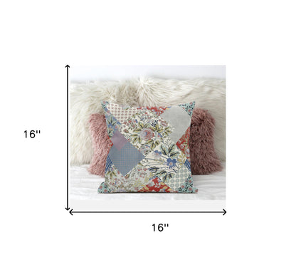 Red Gold Floral Suede Pillow