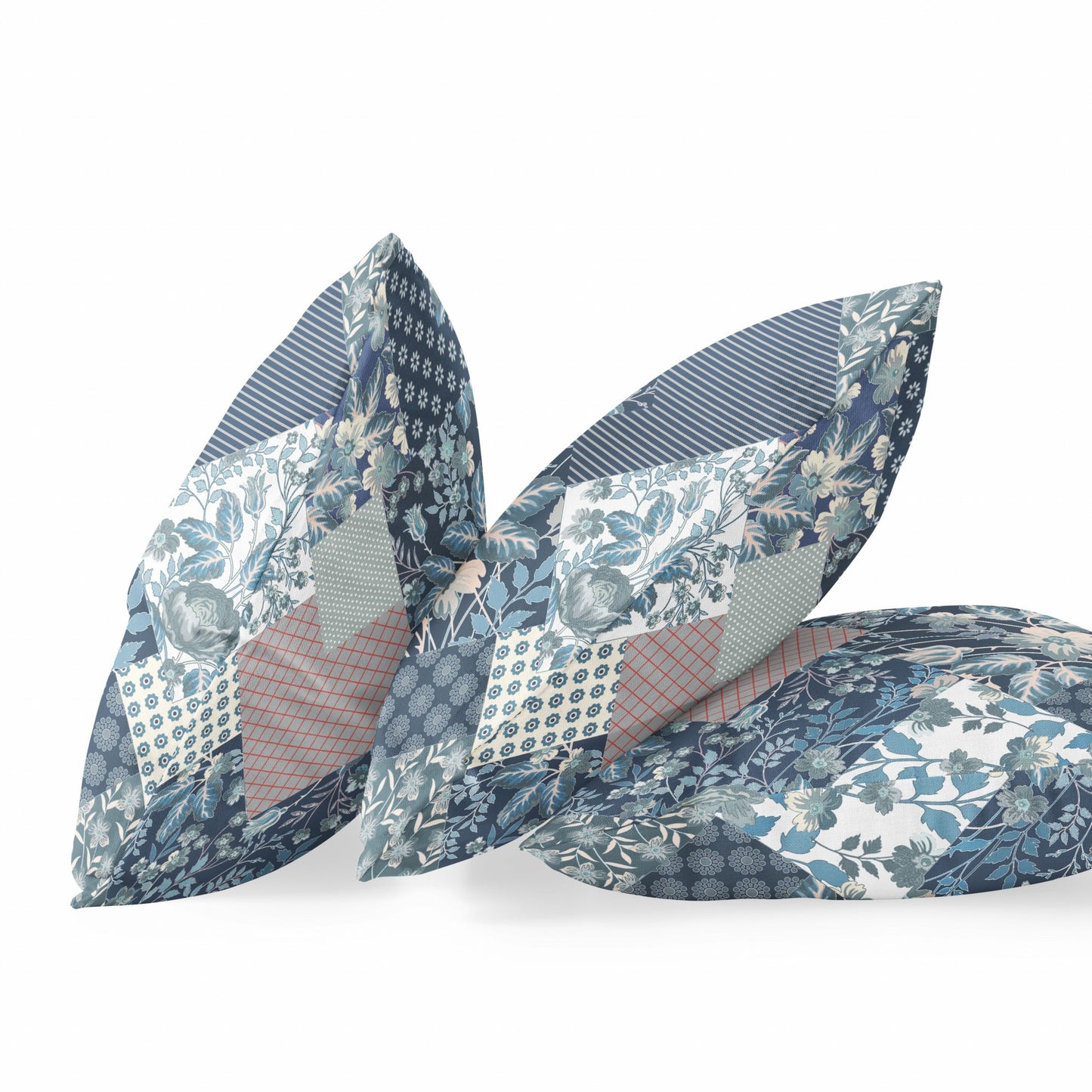Deep Blue Gray Floral Suede Pillow
