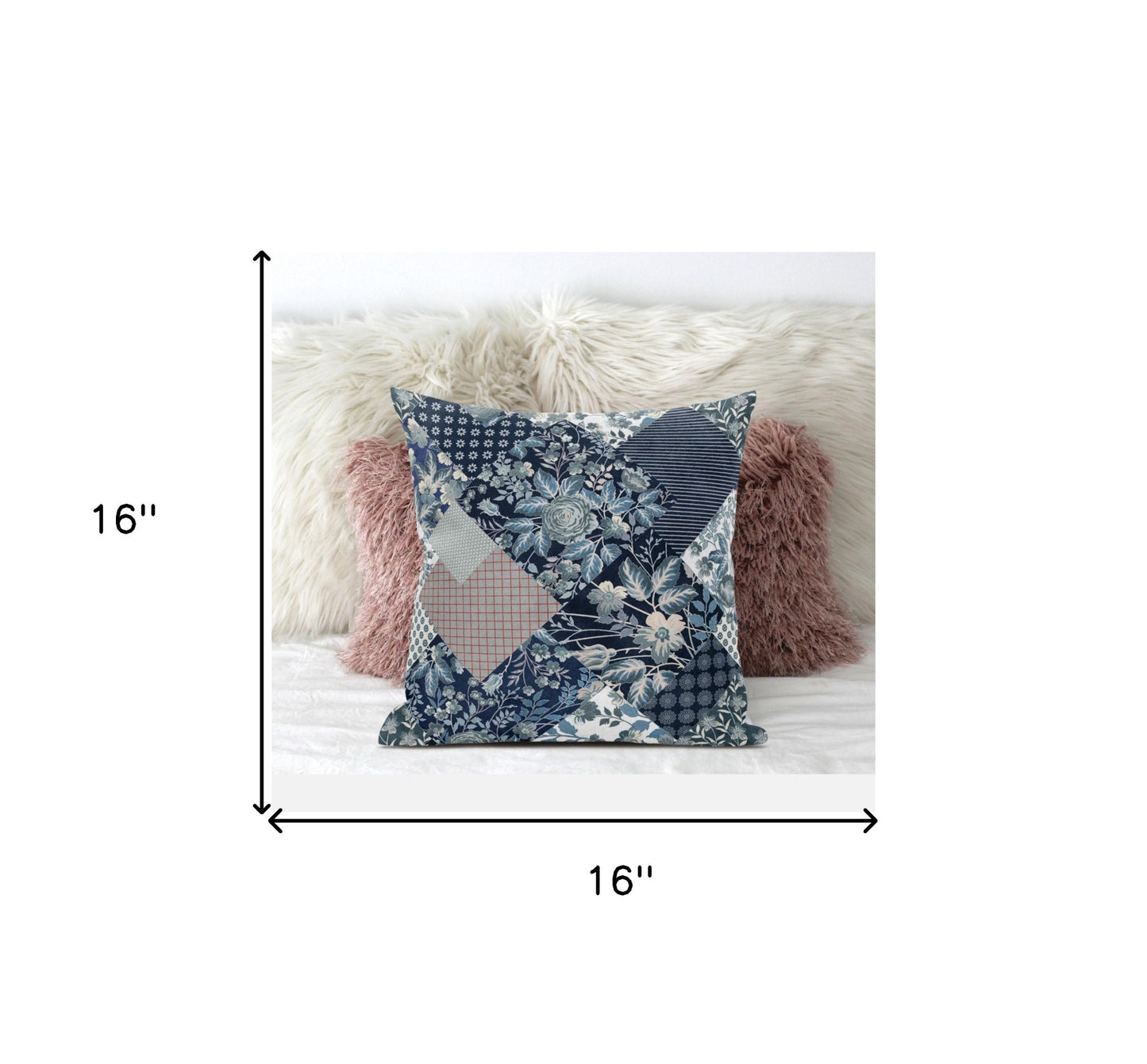 Deep Blue Gray Floral Suede Pillow