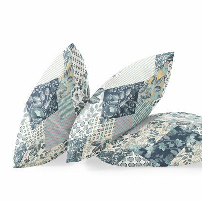 Gray White Floral Suede Pillow