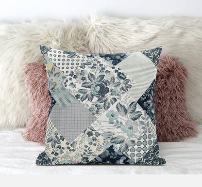 Gray White Floral Suede Pillow