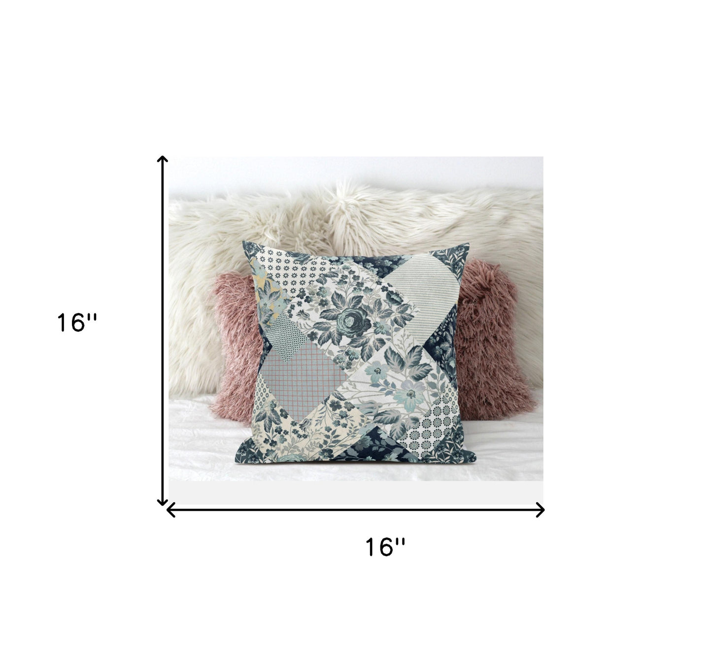 Gray White Floral Suede Pillow