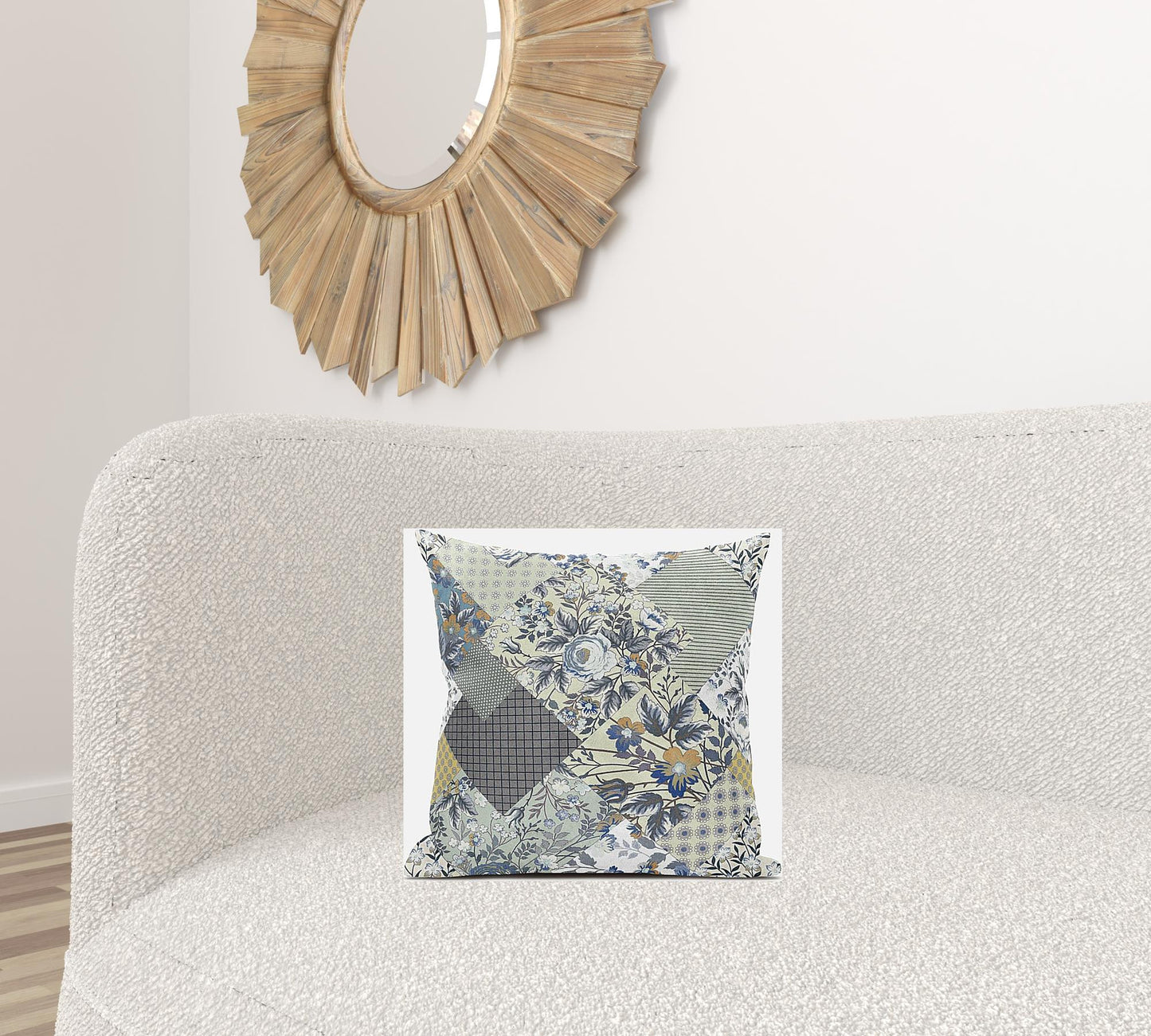 Sage Cream Floral Suede Pillow