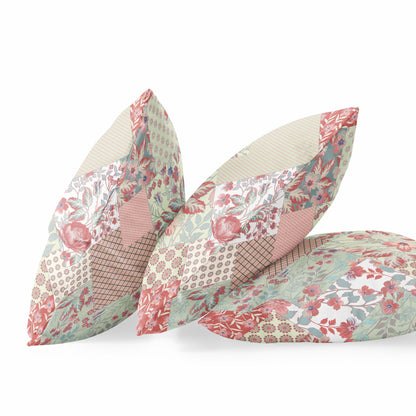 Red White Floral Suede Pillow