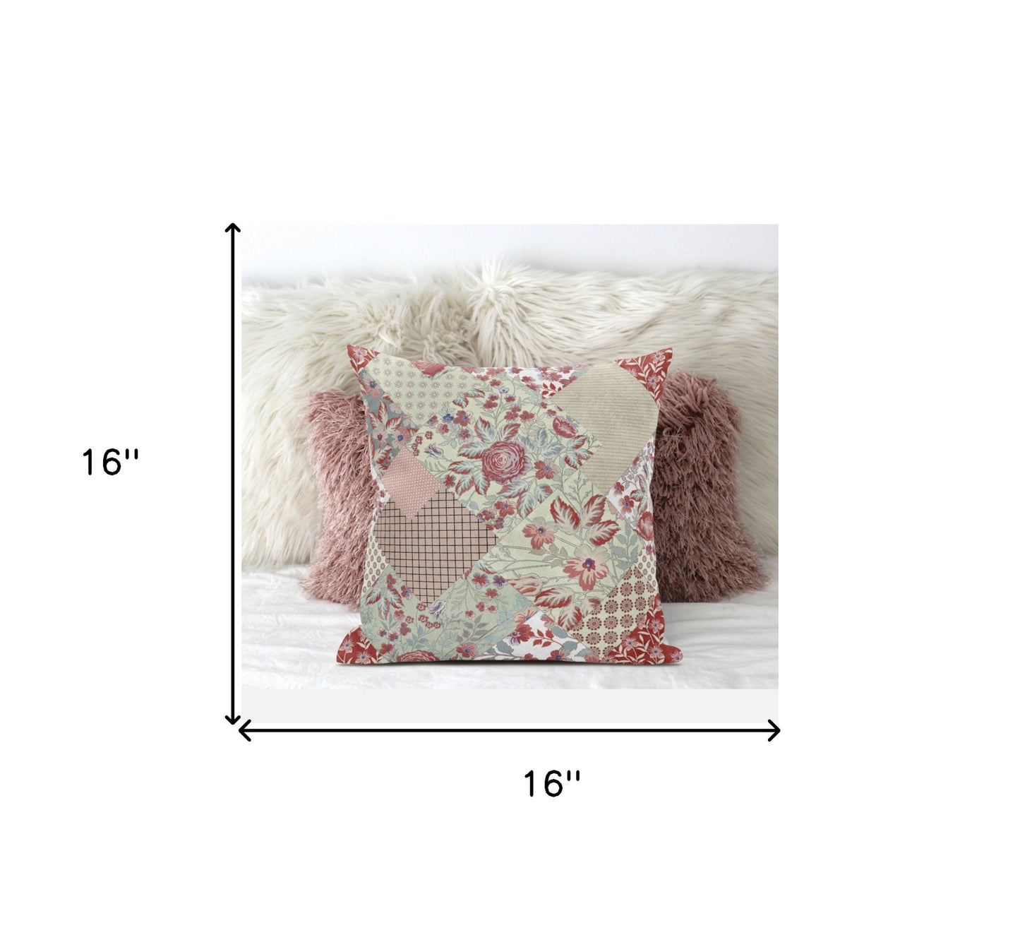 Red White Floral Suede Pillow