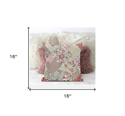 Red White Floral Suede Pillow