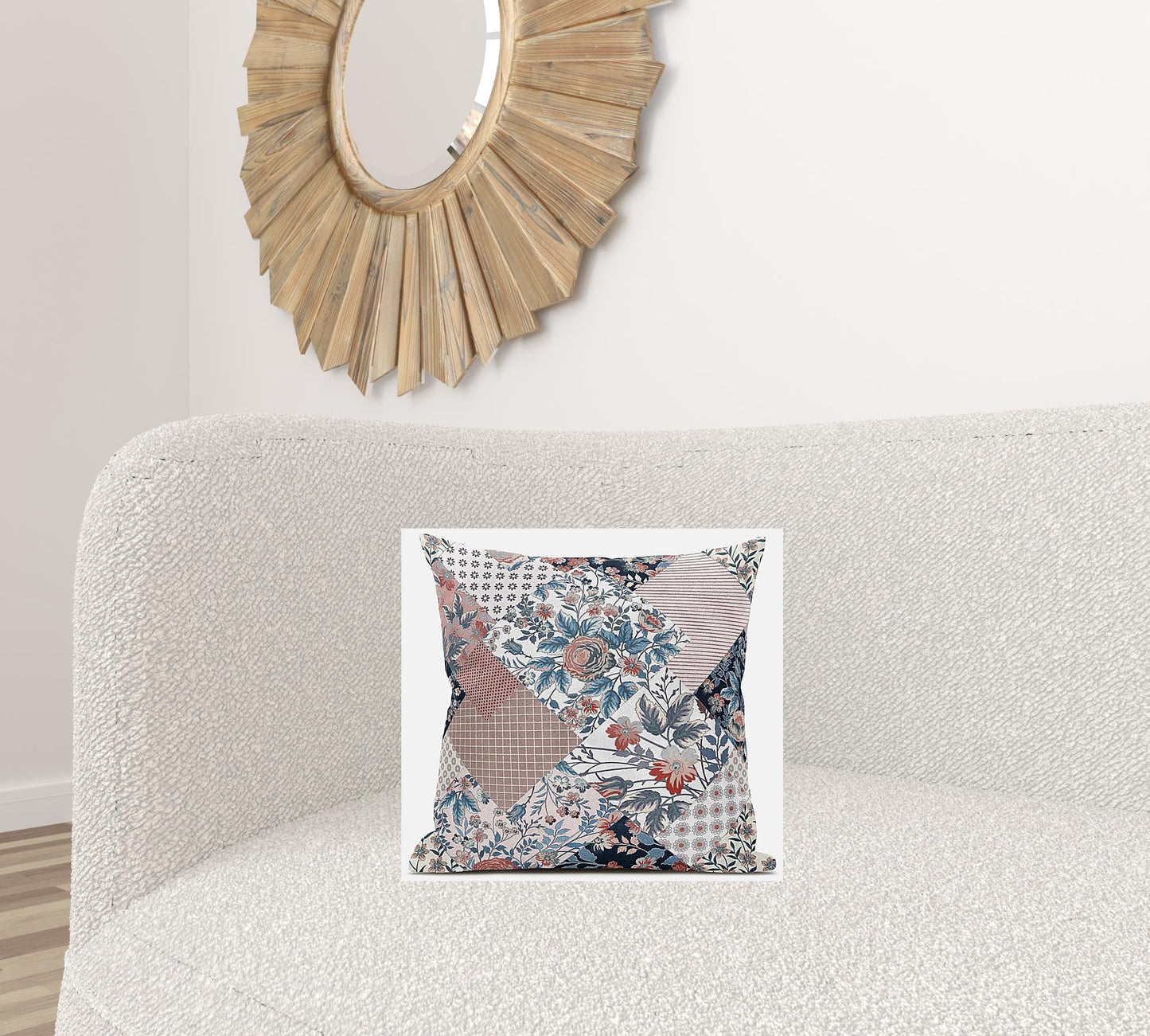 White Pink Floral Suede Pillow