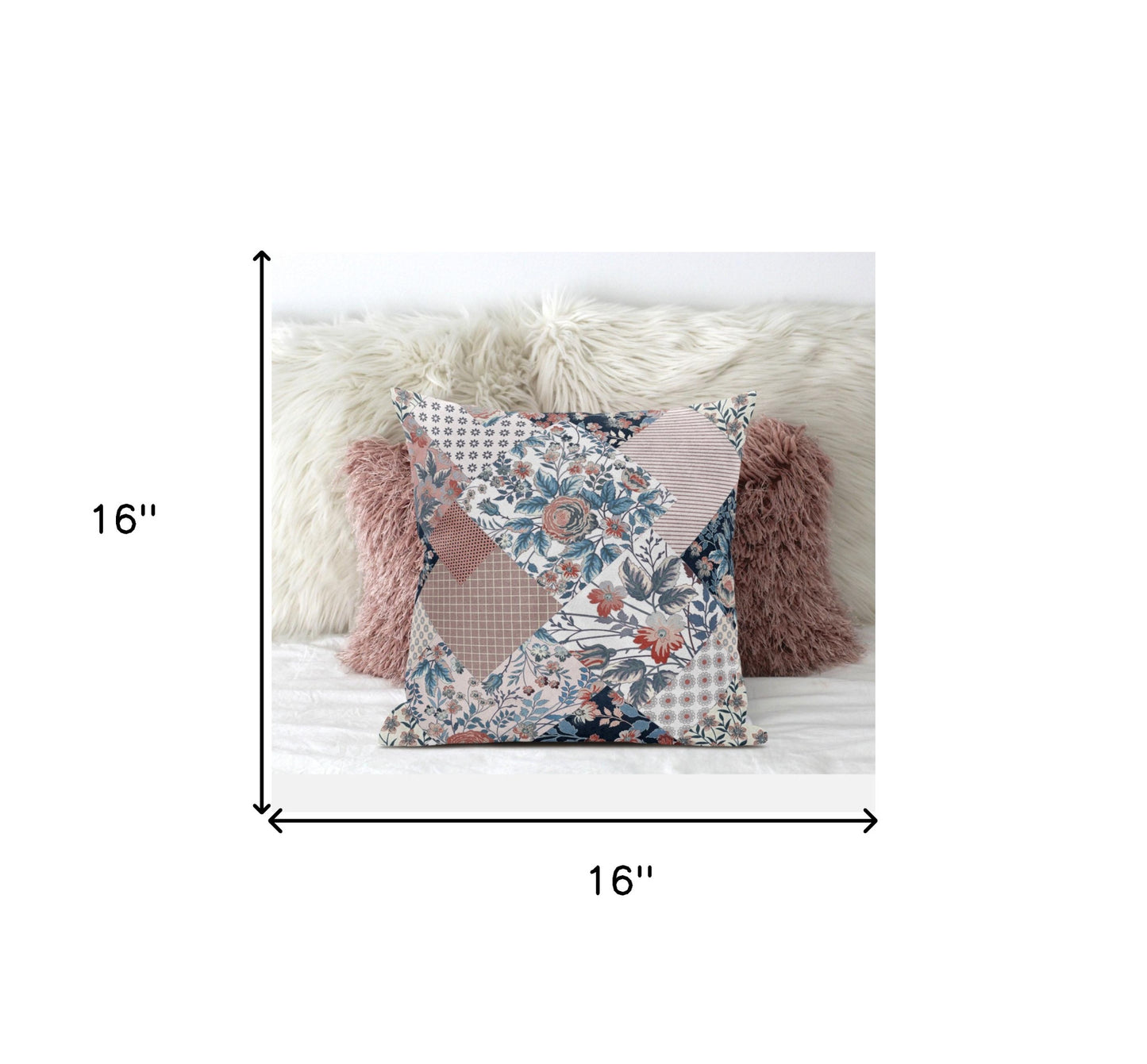 White Pink Floral Suede Pillow