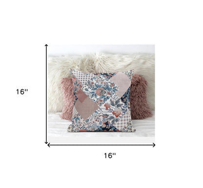 White Pink Floral Suede Pillow