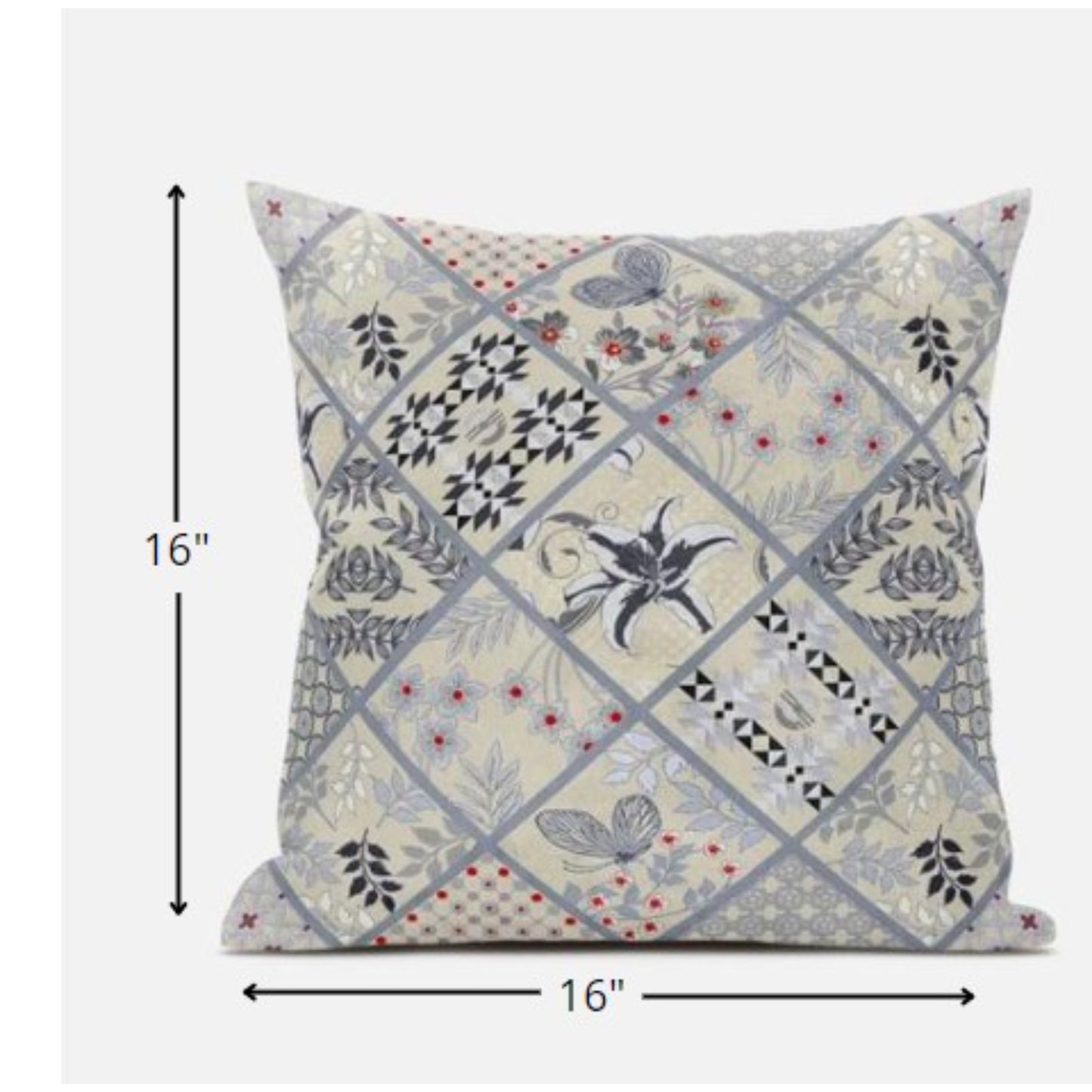 Cream Gray Patch Suede Pillow