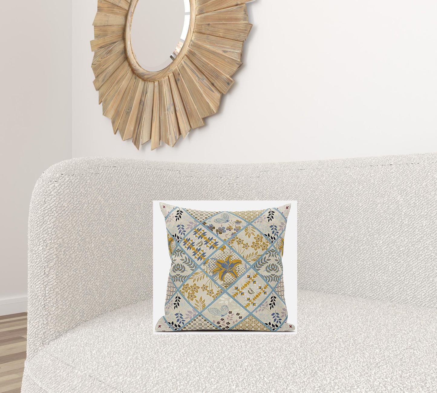 Gold Cream Patch Suede Pillow