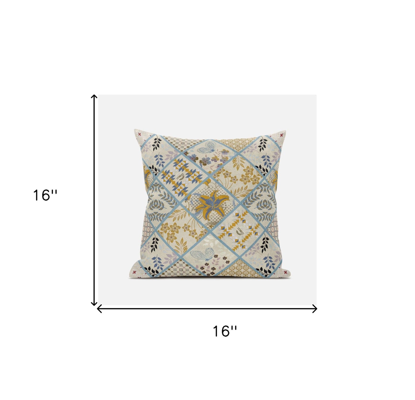 Gold Cream Patch Suede Pillow