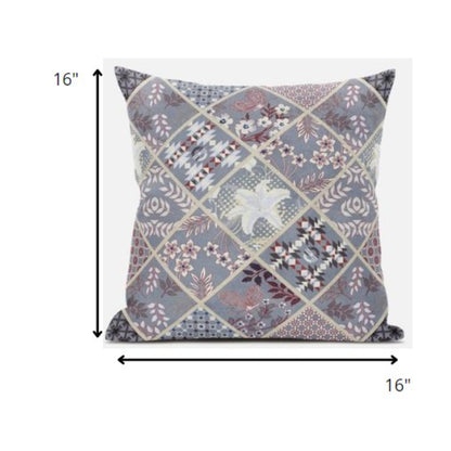 Gray Pink Patch Suede Pillow