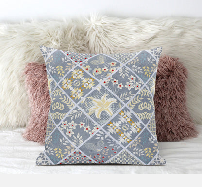 Gray Yellow Patch Suede Pillow