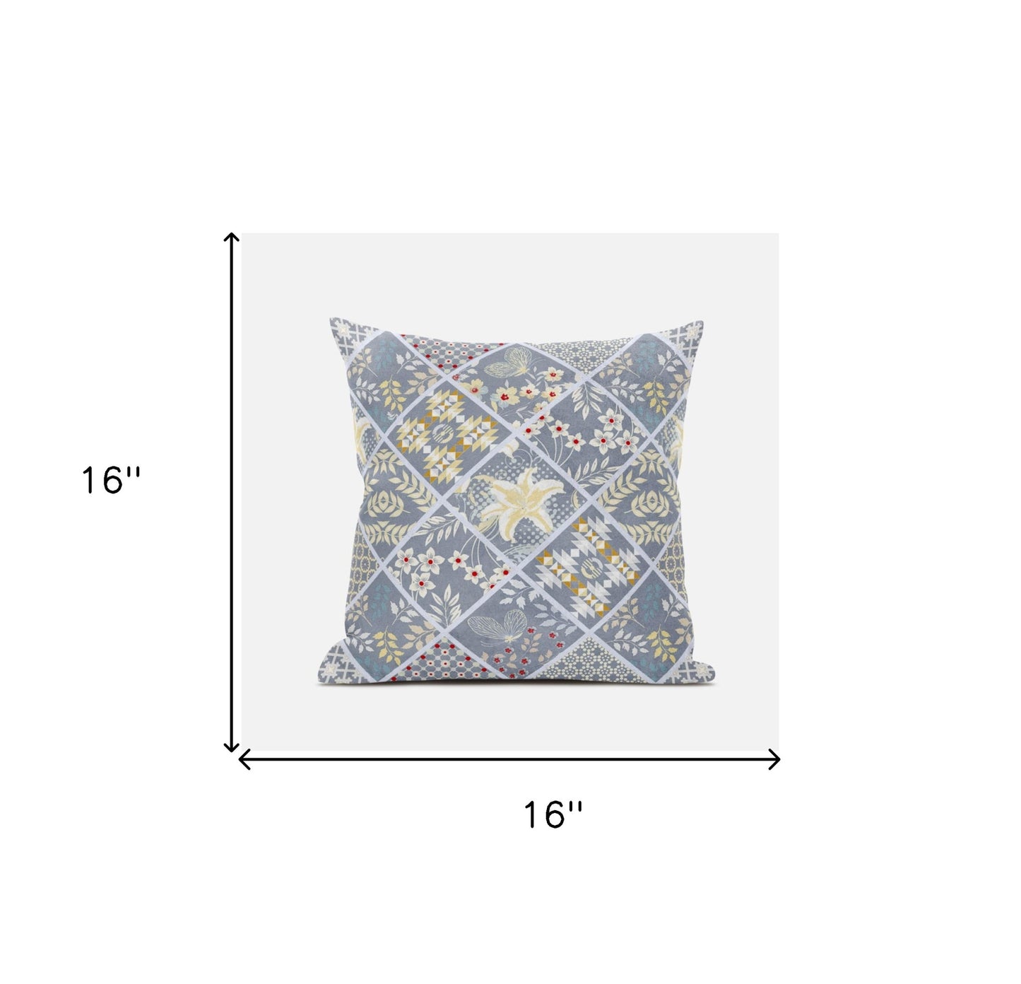 Gray Yellow Patch Suede Pillow