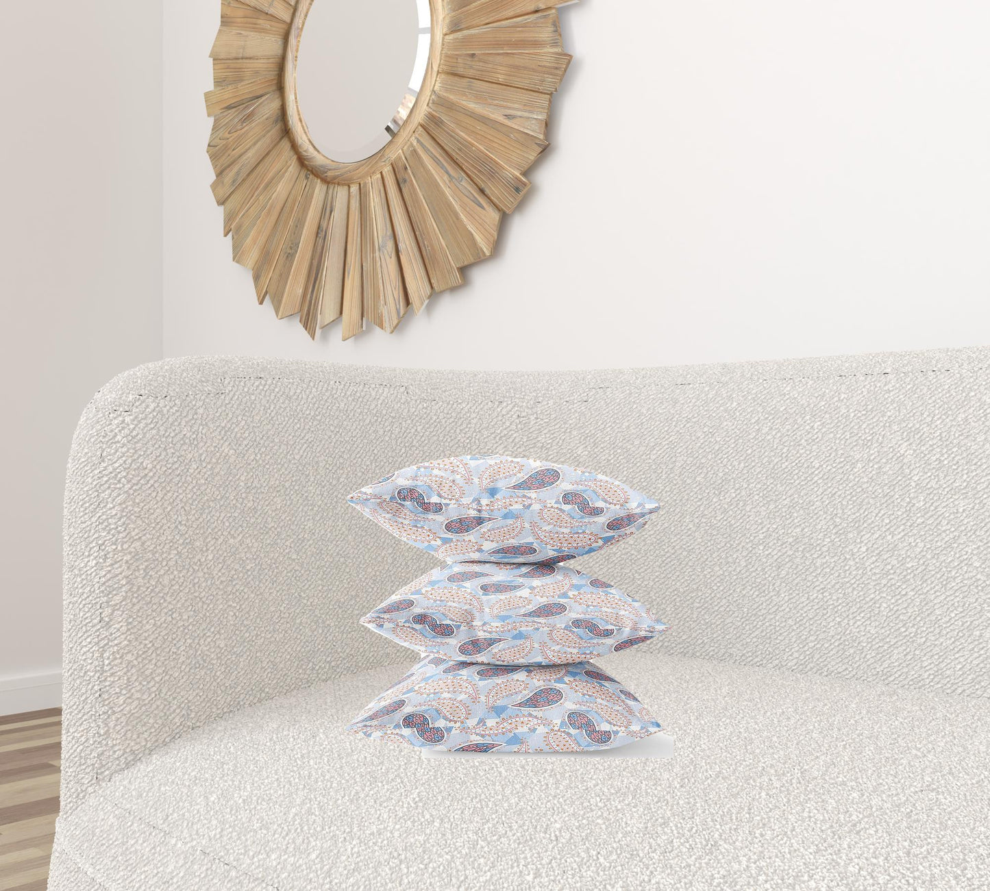 Blue Pink Boho Paisley Suede Pillow