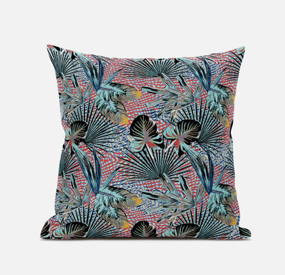 Aqua Red Tropical Suede Pillow
