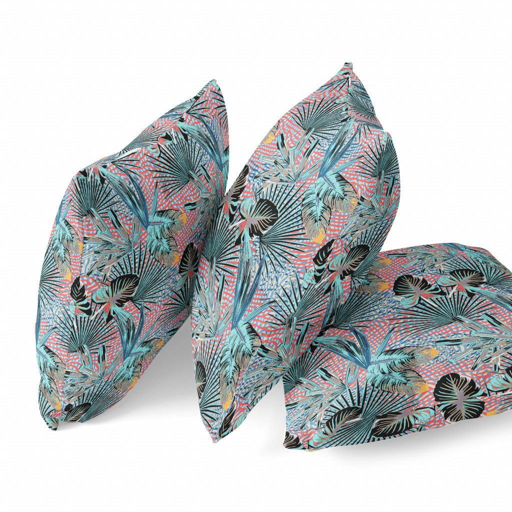 Aqua Red Tropical Suede Pillow