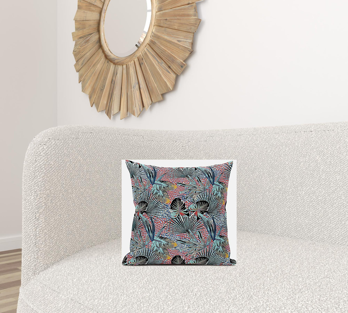 Aqua Red Tropical Suede Pillow