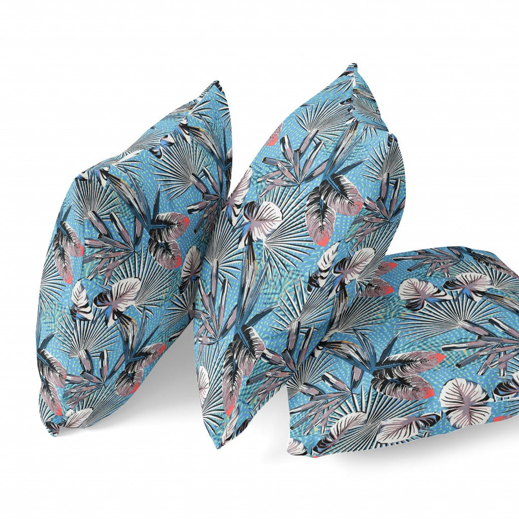 Black Blue Tropical Suede Pillow
