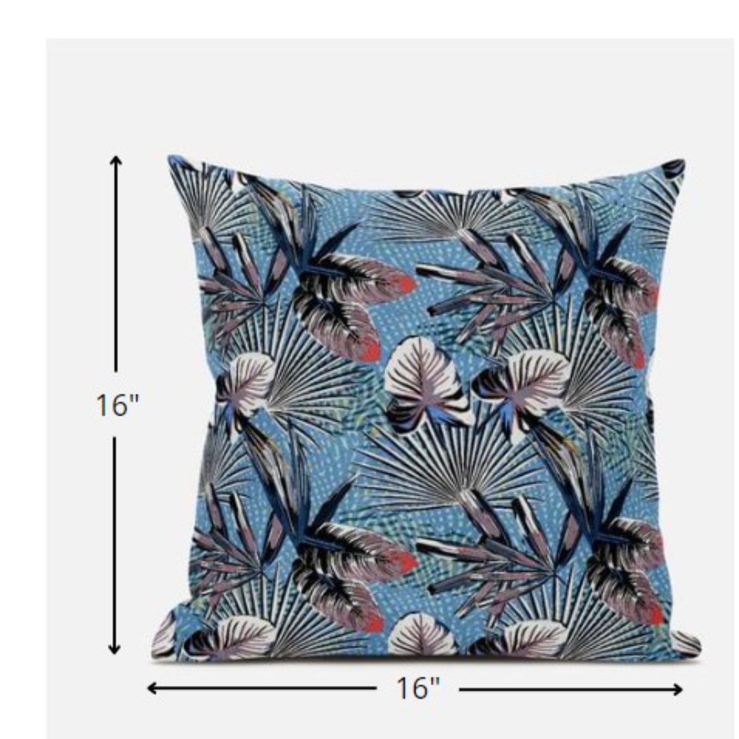 Black Blue Tropical Suede Pillow