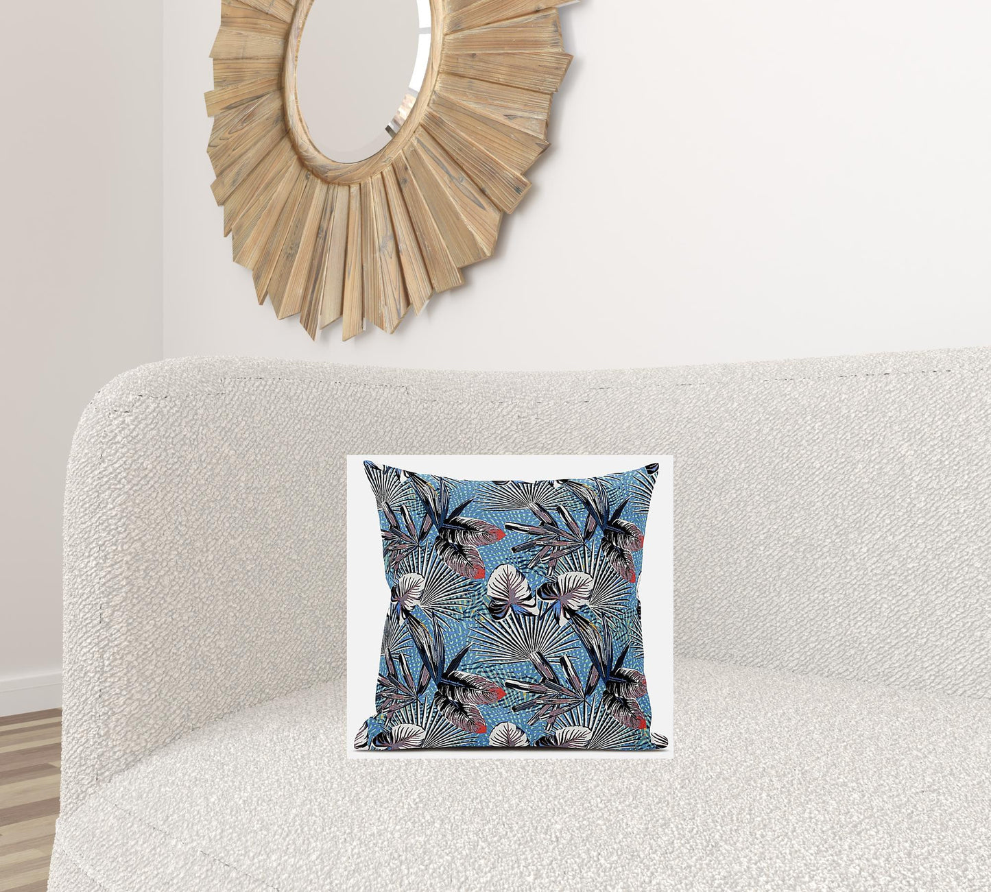 Black Blue Tropical Suede Pillow