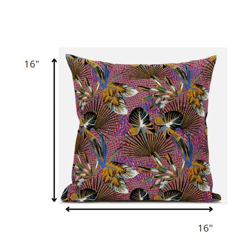 Magenta Gold Tropical Suede Pillow