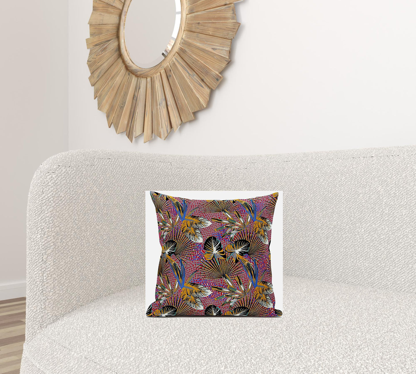 Magenta Gold Tropical Suede Pillow