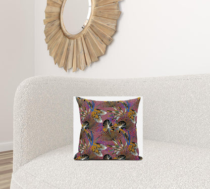 Magenta Gold Tropical Suede Pillow