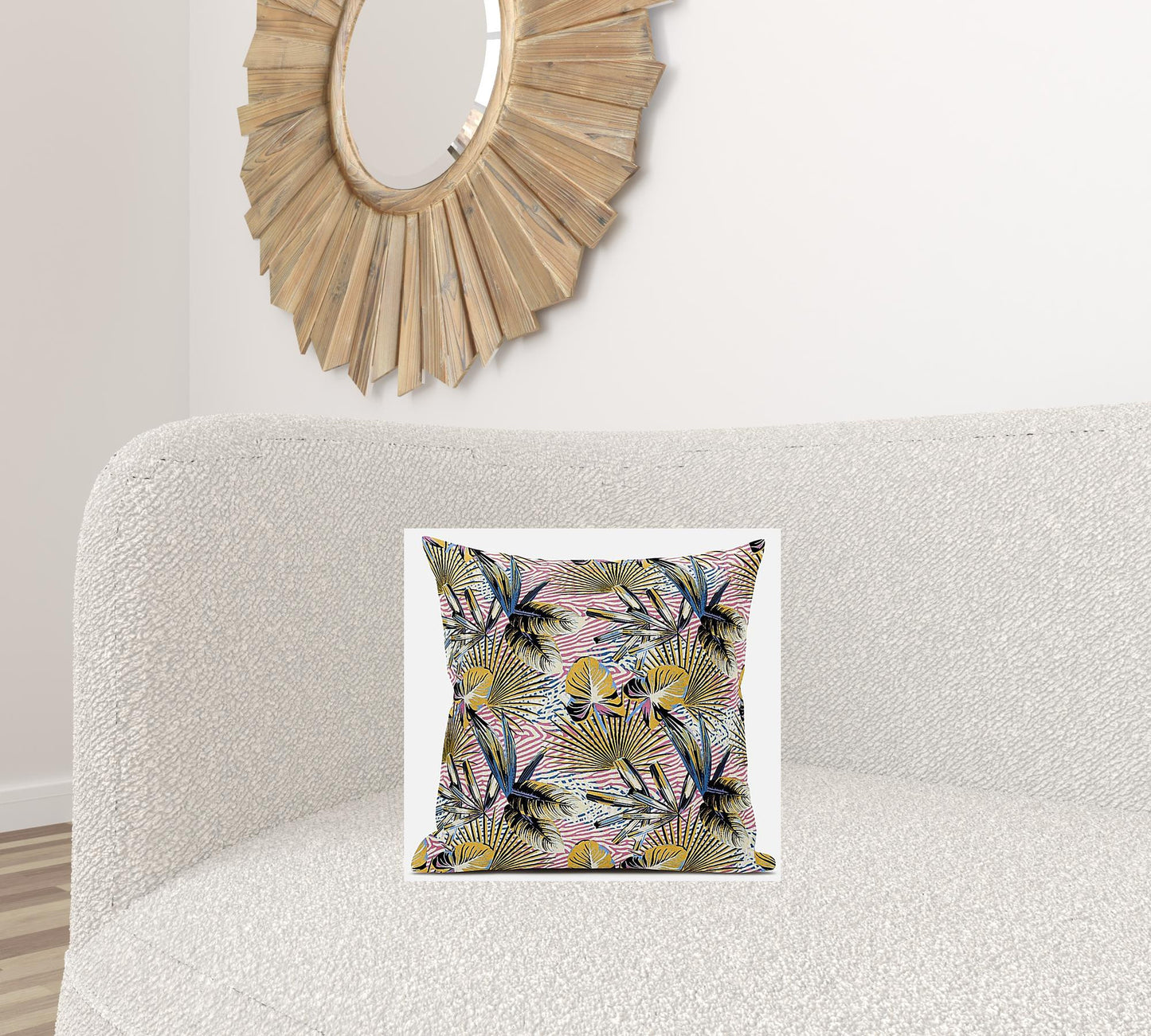 Gold Pink Tropical Suede Pillow