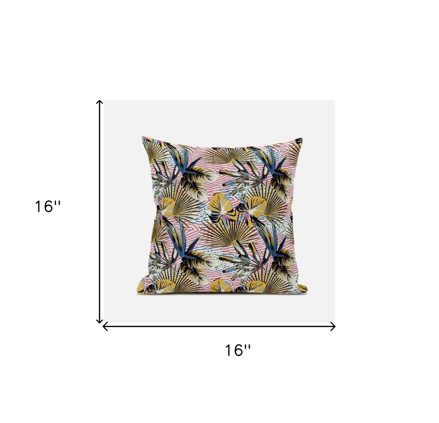 Gold Pink Tropical Suede Pillow