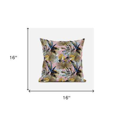 Gold Pink Tropical Suede Pillow