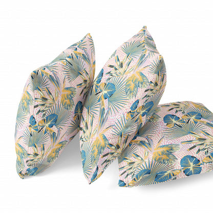 Blue Gold Tropical Suede Pillow