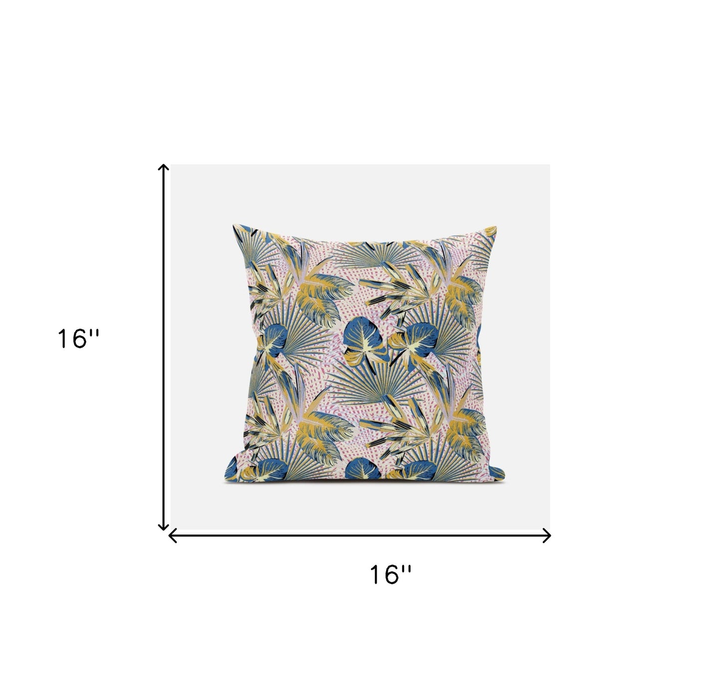 Blue Gold Tropical Suede Pillow