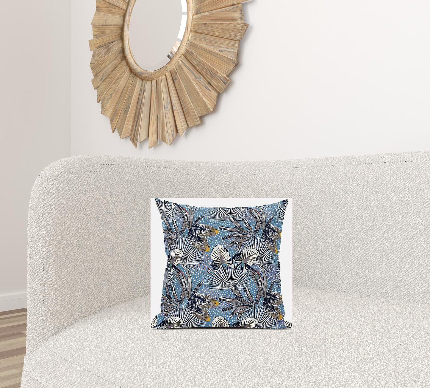 Gray Blue Tropical Suede Pillow