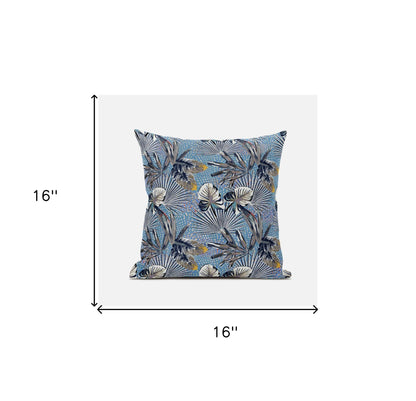 Gray Blue Tropical Suede Pillow