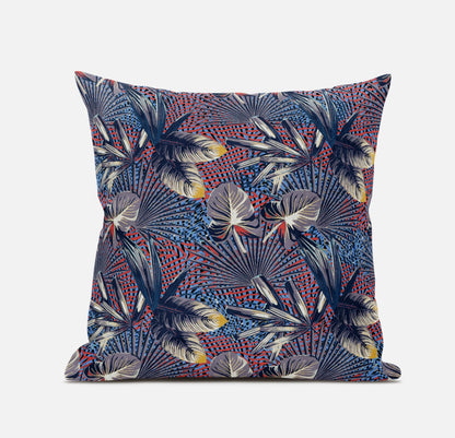 Indigo Red Tropical Suede Pillow