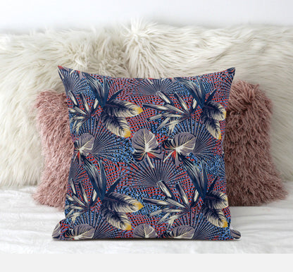 Indigo Red Tropical Suede Pillow