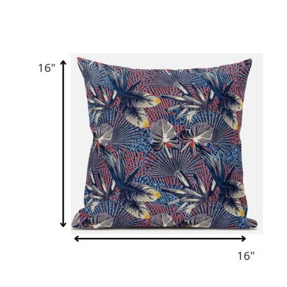 Indigo Red Tropical Suede Pillow
